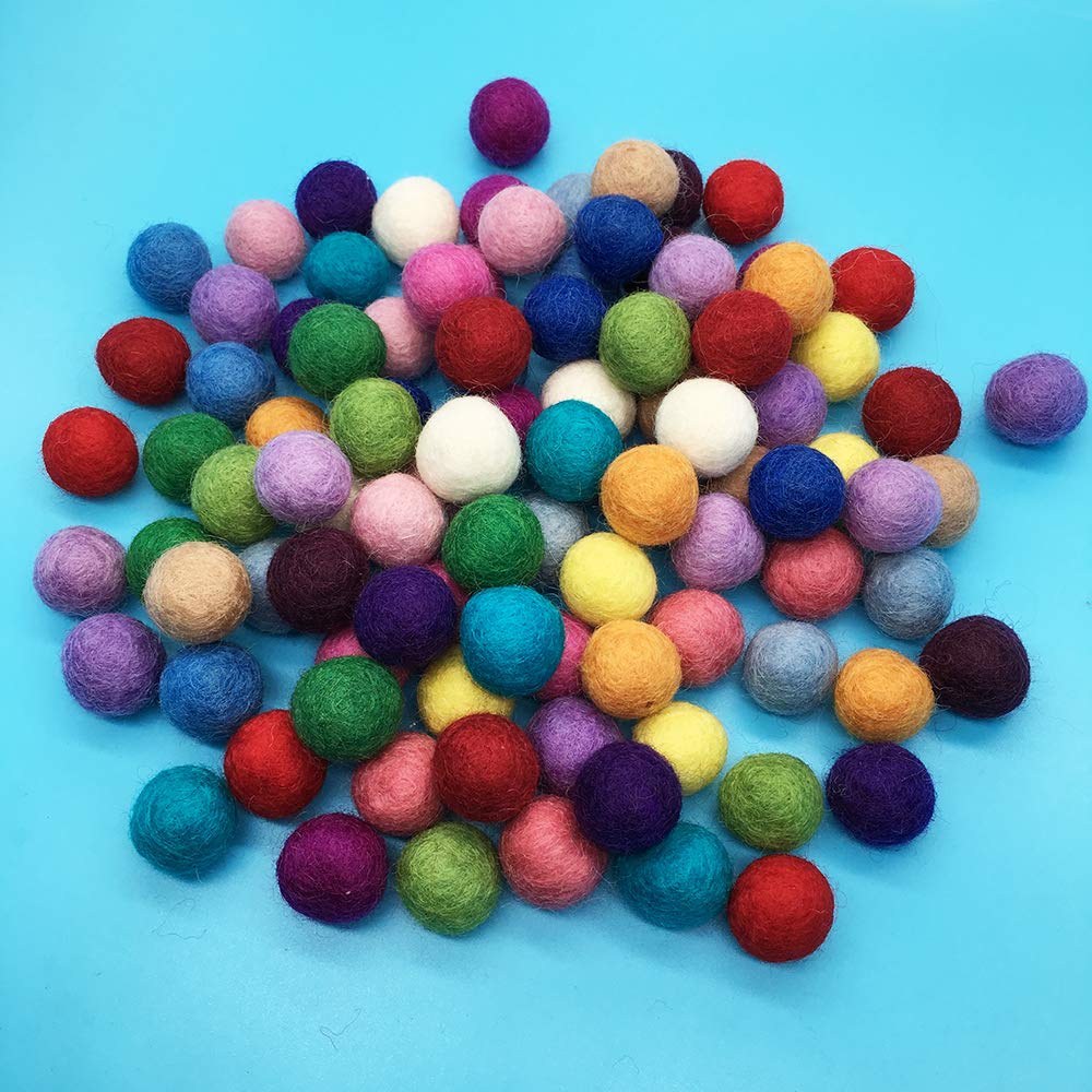 100 Wool Balls Felt Colorful Garland Wool Fiber Diameter 2cm Balls Ultra Lightweight Cute 20 Colors Party Decoration
