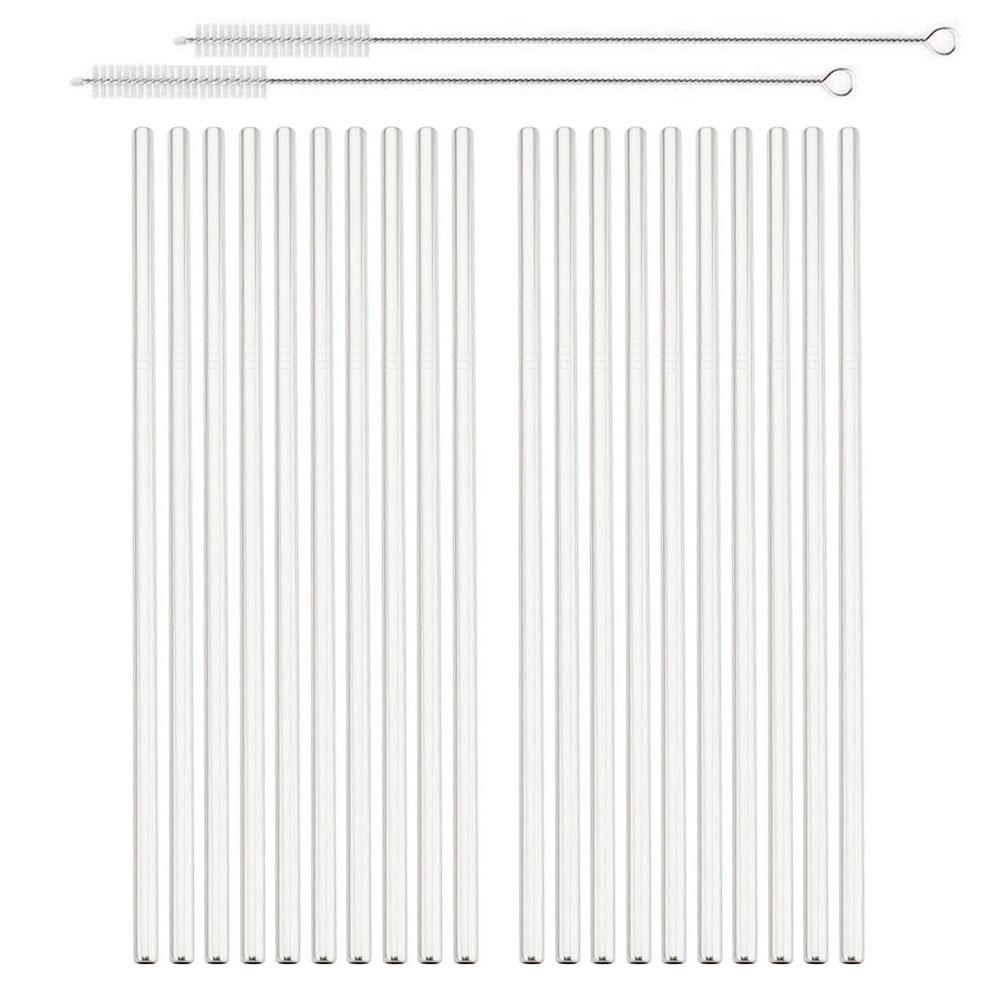 

20Pcs Reusable Metal Straw Set Pipette Suction Stainless Steel Drinking Straws Pipe Straight Tube Events Party Bar Accessories серебряный