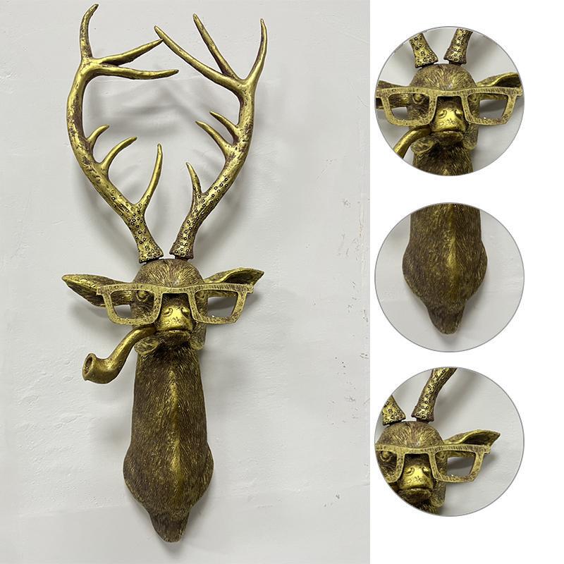 3D Animal Head Wall Mounted Resin Decor Ornament Hanging Sculpture Rabbit Deer Bear