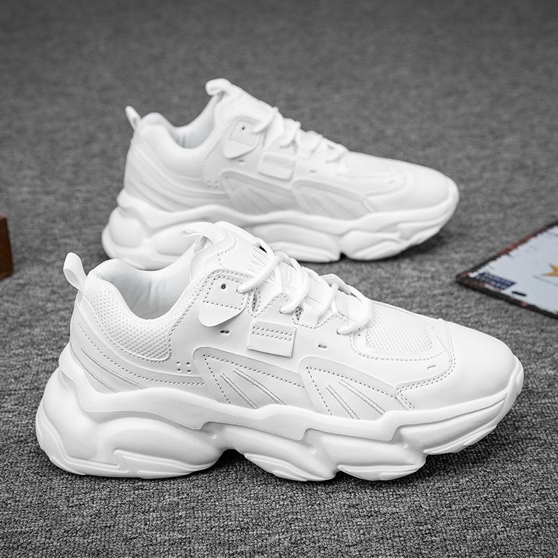 

New Trendy Korean Style Large Size Thick-Soled Sports Casual Shoes Daddy Loafers Online White Leather Stylish Desig Sneakers 44 білий