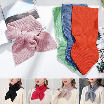 Knitted Cross Scarf Warm Sweater Bowtie Winter Neck Warmer Women