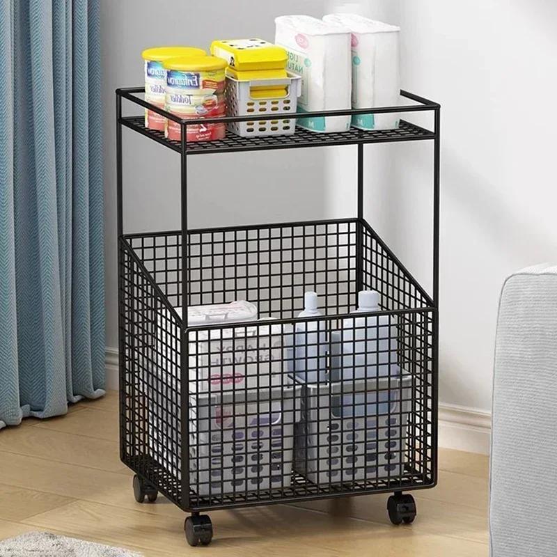 Multi-Layer Storage Racks Laundry Baskets Removable Trolley Storage Of Snacks And Sundries Organizing Iron Office File Racks