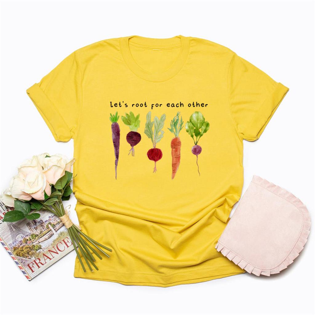 Lets Roots for Each Other Vegetable T-Shirt Uplifting T Shirt Unisex Short Sleeve Tshirt Vintage Gardening Tee Retro Women Tops
