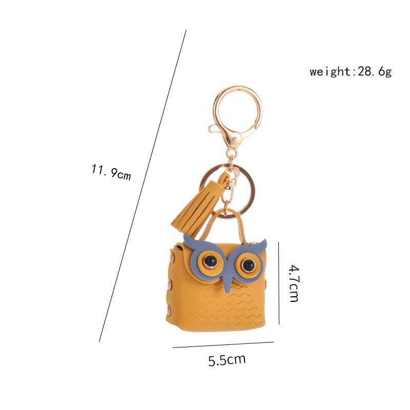 Trendy Leather Owl Coin Purse & Keychain - Cute Bag Charm & Couple's Pendant