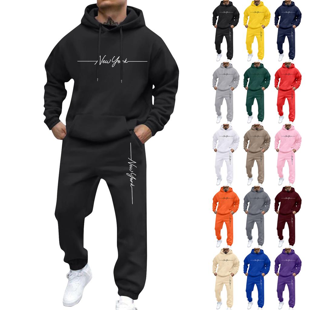 Men's Sweatshirt Suit Men's Solid Color Casual Sports Suit Sweatshirt Suit