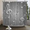 200X180Cm Bathroom Waterproof Shower Curtain Simple Art Music Notes Pattern Printed Polyester Home Decoration Curtain With Hooks