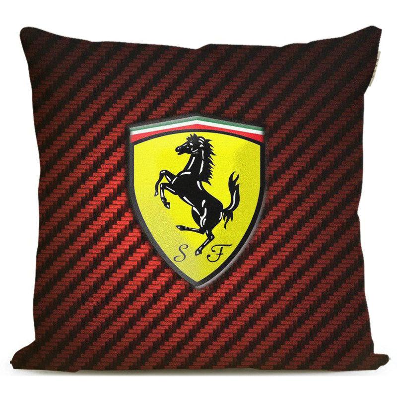 Car Logo Pillow Sofa Decorative Home Print Plush Square Throw Pillow Covers Cushion Decoration For Ferrari SJ Scuderia Ferrari