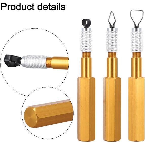 Corner Smoothing Cutter Handle Set with 3 Blades for PVC Floor Welding Aluminum Alloy Electrode Leveler Tool(yellow)