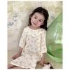 Girls Princess Style Thin 100 Percent Cotton Nightdress Kids Summer Sleepwear Home Clothing