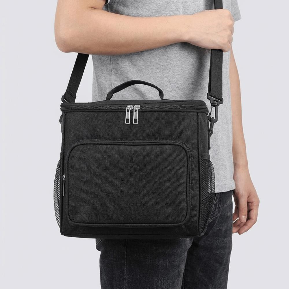 Solid Color Insulated Lunch Bag Large Capacity Food Warm Thermal Bag Tote Square Bag Travel