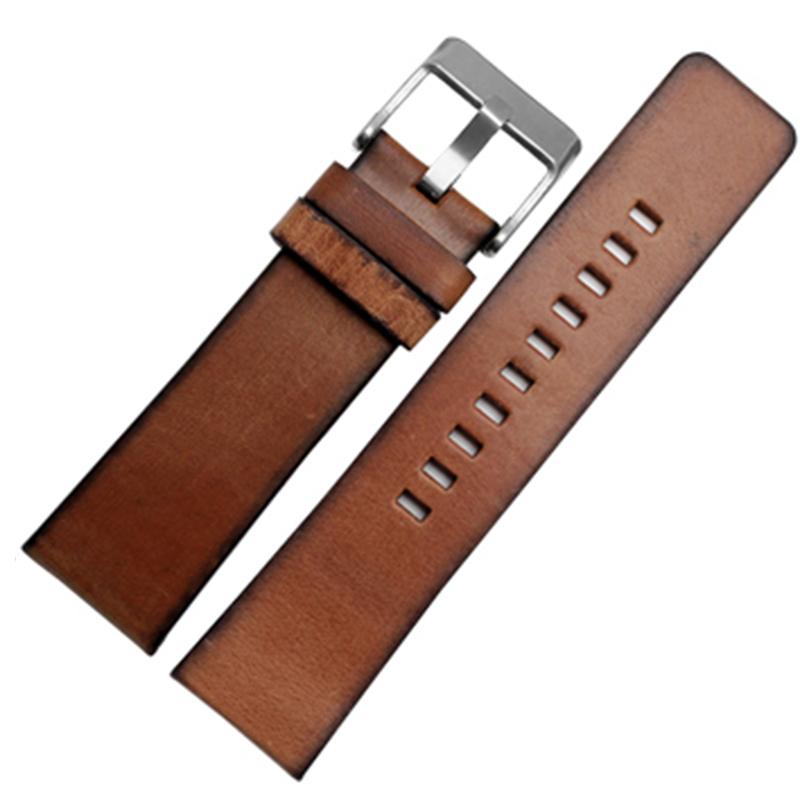 Retro Leather Watchband for Diesel DZ4343 DZ4323 DZ7406 Watch Strap Vintage Italian Leather 22mm 24mm 26mm 28mm Men Bracelet