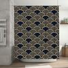 Modern Retro Waves Bath Curtain Elegant Navy Gold Shower Fabric Decor for Bathroom Accessories Polyester Waterproof Home Decorat