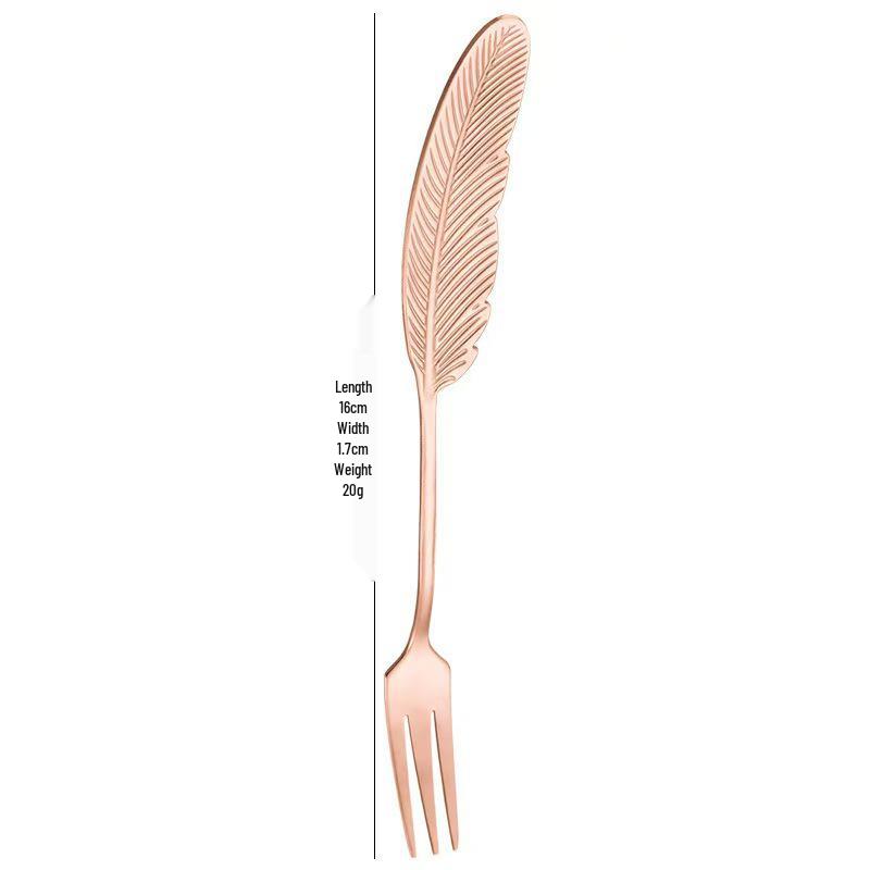 Creative Feather Stainless Steel Fork & Spoon Set for Dessert and Coffee