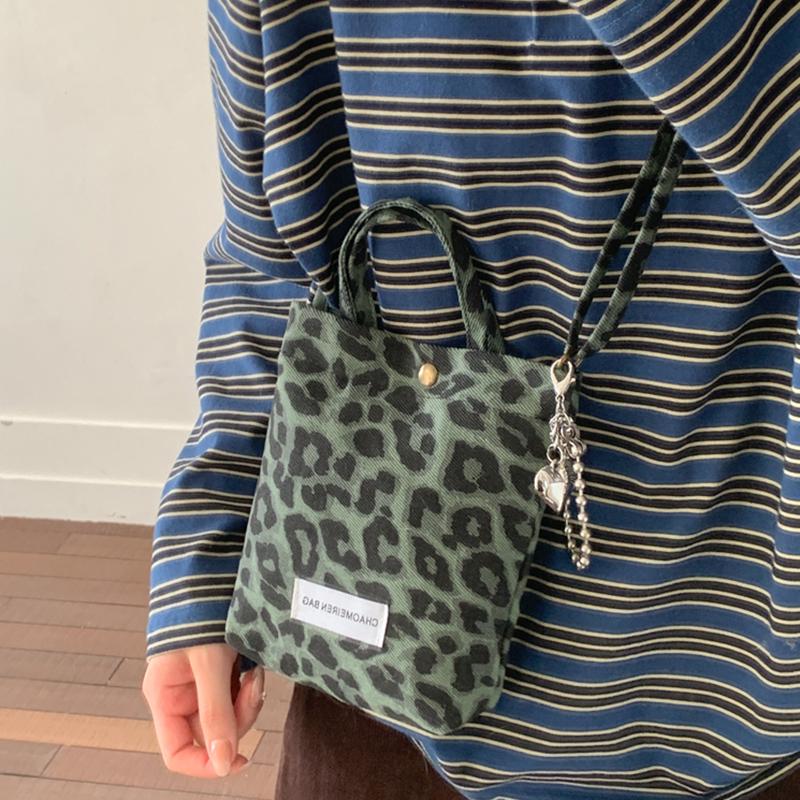 Trendy Autumn Winter Brown Leopard Print Small Buet Bag Women's New 2026 Handheld Crossbody Phone Bag Soft Canvas Daily Use
