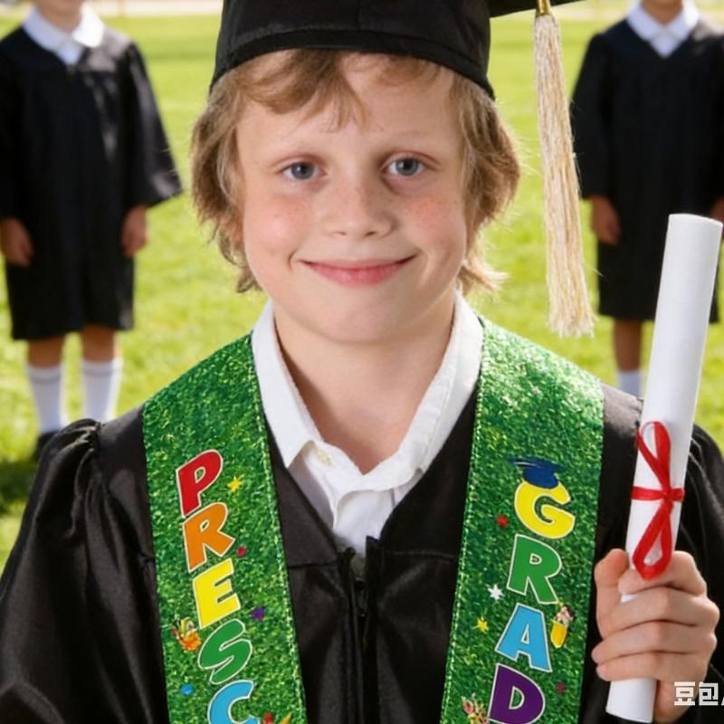 Preschool Graduation Sash With Colorful Patterns For Kids Ceremony Decoration Soft Fabric Stole Graduation Accessory