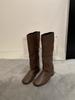 French Minimalist Sleeve Round Head High Boots New Flat Bottom Square Head Loose Knight Boots Women's Knee Boots