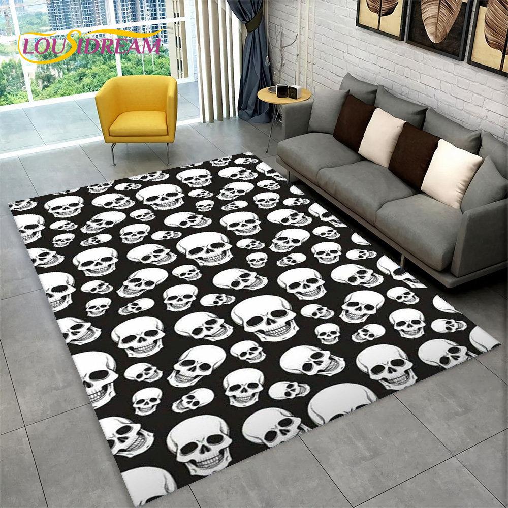 Dywan z motywem czaszki gotycki czarownicy, dywanik do salonu, sypialni, sofy, pokoju zabaw, wycieraczka, dekoracja, antypoślizgowa mata podłogowa