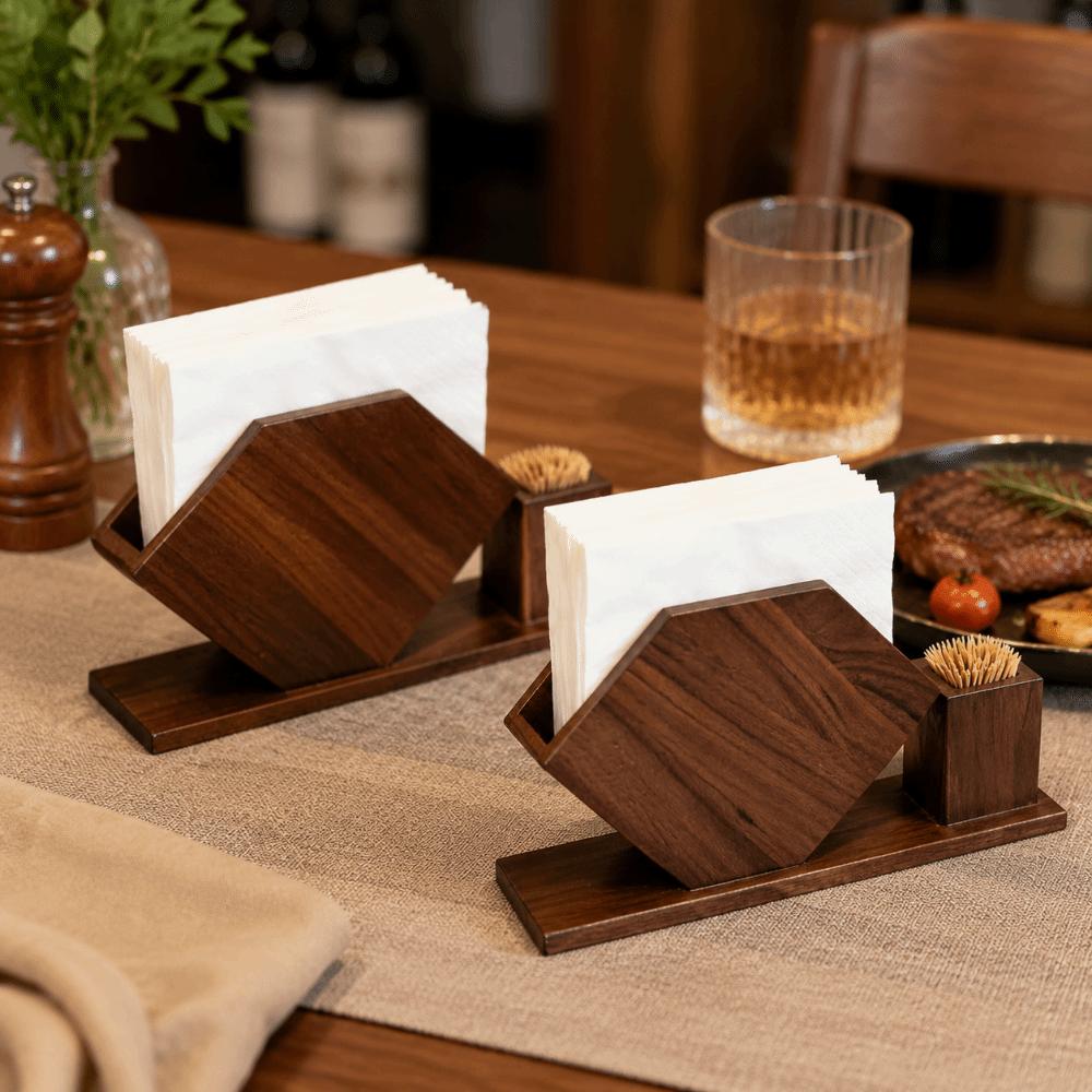 Wooden Tissue Storage Rack No-slip Vertical Napkin Dispenser Paper Towel Container  Home Decoration