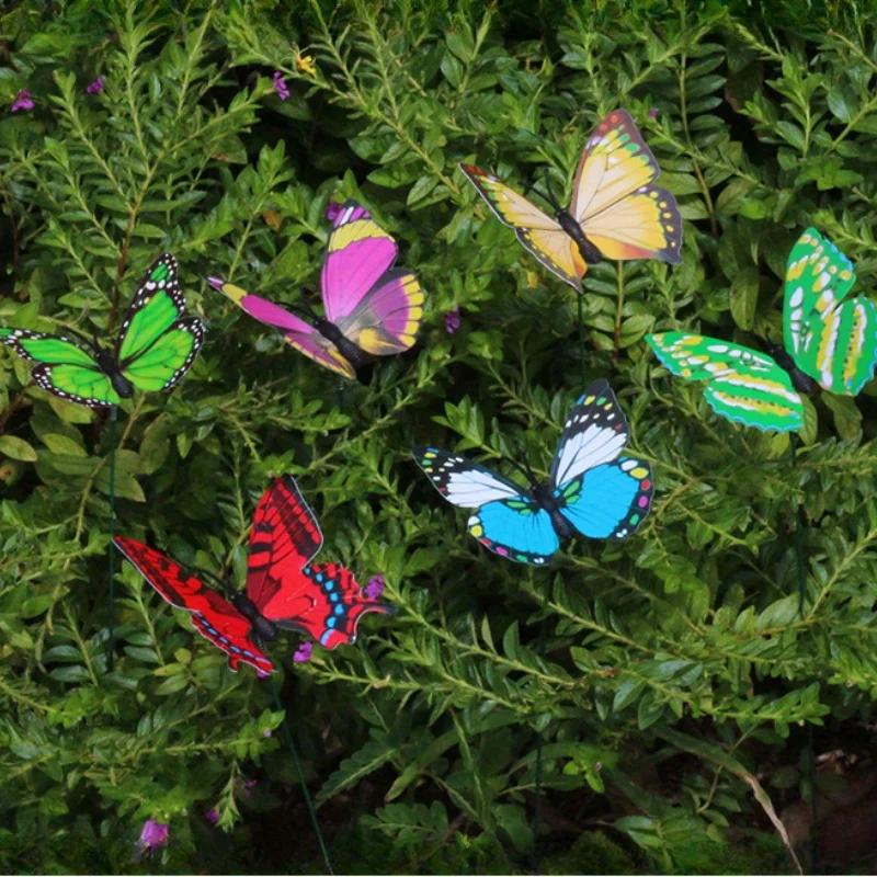 12pcs Single-Layer Butterfly Decorative Garden Stakes Home Decoration Accessories Display for Crafts Wedding Garden Decoration