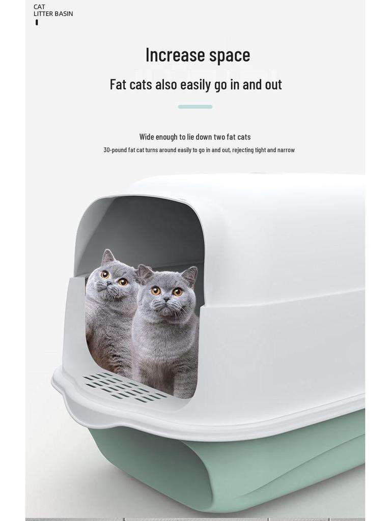 Fully Enclosed Oversized Cat Litter Box with Deodorizing Anti-Splash Design