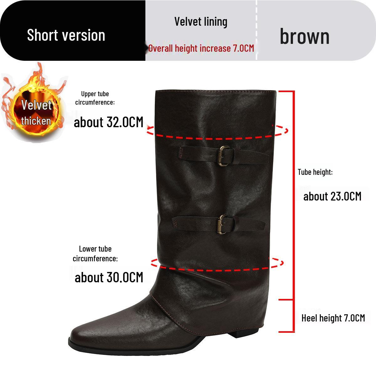 

Батал Мерло Сапоги до колена на 7-сантиметровом устойчивом каблуке с пряжкой – Массивные, Увеличивающие рост, Винтажные присборенные в западном стиле. 38