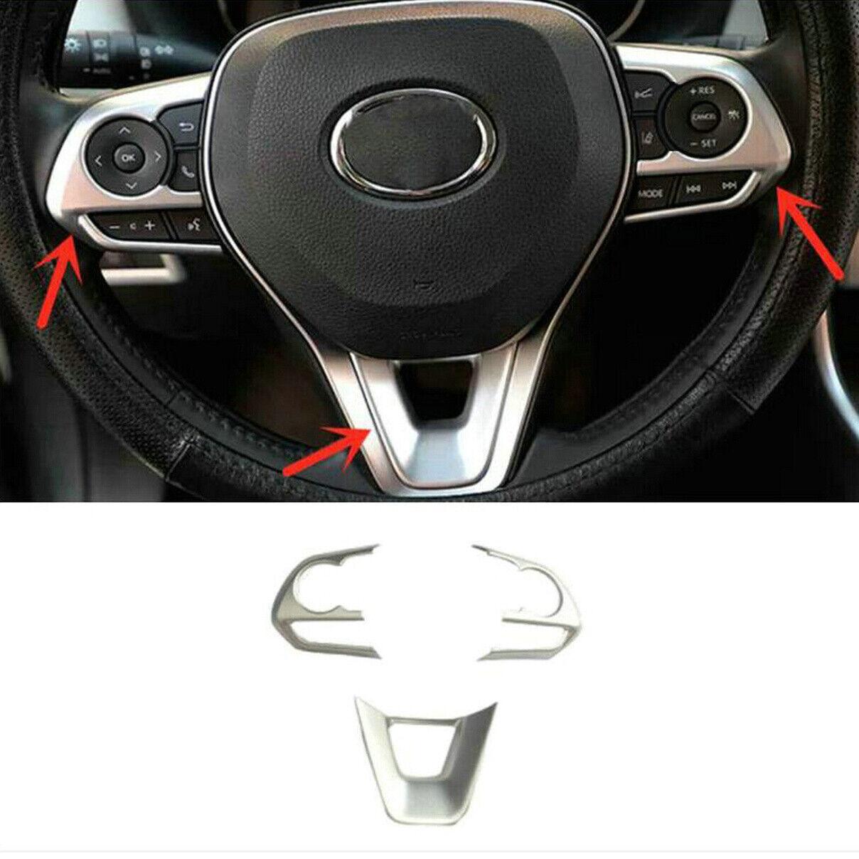 Chrome Car Steering Wheel Switch Cover Trim 3Pcs For Toyota RAV4 Corolla Cross