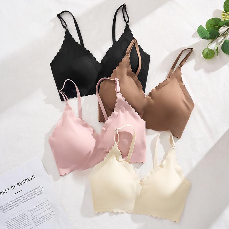 XXL Women's Wave Edge Seamless Bra Wireless Push-Up Bra Sports Yoga Tank Tops S-2XL