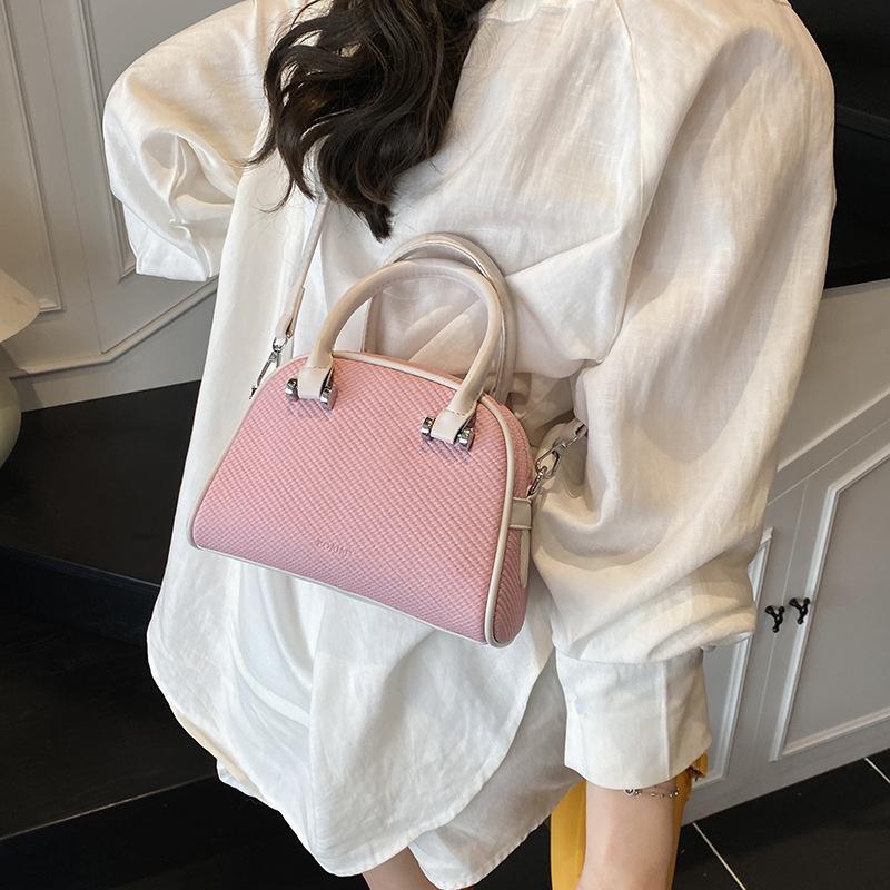 Spring Fashion Contrasting Color Portable Bowling Bag Women's New Spring and Summer Shoulder Messenger Bag Small Square Bag