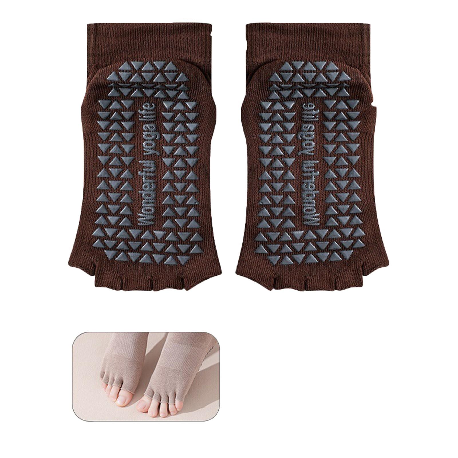 

Женские носки для йоги с открытыми пальцами, нескользящие, для ухода за ногами, с раздельными пальцами One Size кофейный