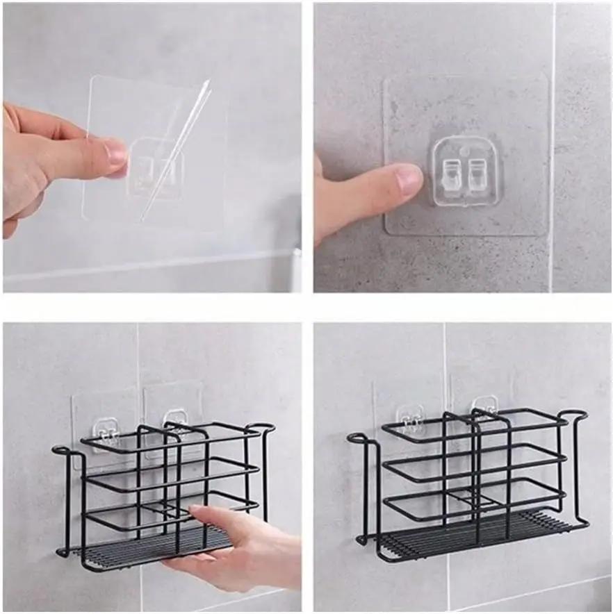 8pcs Shower Caddy Adhesive Sticker Hook Replacement Mount Hook Soap Dish Holder for Bathroom Basket Kitchen Strip Storage Shelve
