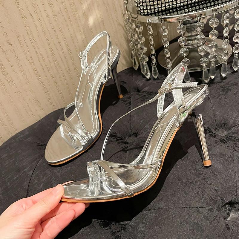 Summer Luxury Women's Sandals Fashion Banquets Wedding Bridal Shoes Ground Clip Toe Slim Heel High Heel Sandals