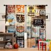 2pcs Retro US Route 66 Sign Printed Curtains, Designed for Light Filtering, Quality Material, Ideal for Vintage Style Home Windo