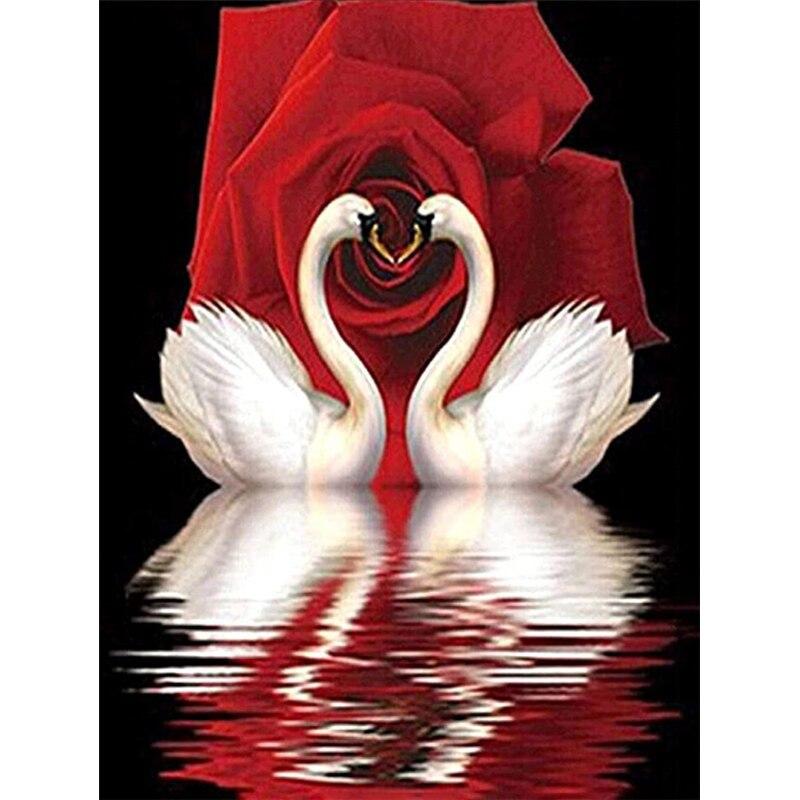 

5D DIY алмазная живопись Лебединое озеро Алмазная вышивка животных вышивка крестиком ремесла полная круглая дрель домашний декор ручной подарок Full Round 20x25CM