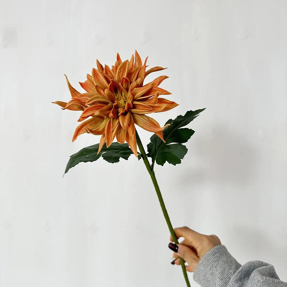 5Pcs/lot Artificial PU Dahlia Flowers Wedding Decoration Fake Flowers Arrangement Home Accessories Party Table Floral Dahlias