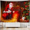 Neon Fireplace Tapestry Wall Hanging Christmas Tree Gift Socks New Year Atmosphere Background Cloth Witchcraft Home Decor