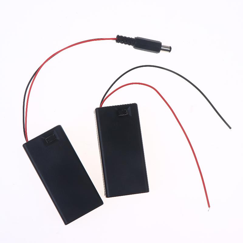 Black 9V Battery Box With Cover And ON/OFF Switch With Cable And DC Head Replacement 9V Battery Case DIY Accessories