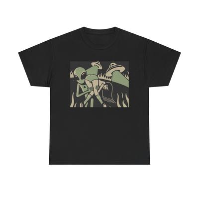 Alien Kidnappning Rolig Grafisk T-shirt Bomulls T-shirt Ny Gåva Vintage