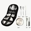 Stainless Steel Tableware Camping Picnic Barbecue Plate Clip Steak Knife Fork Spoon Set Portable Storage Bag 10 Pieces Cutlery
