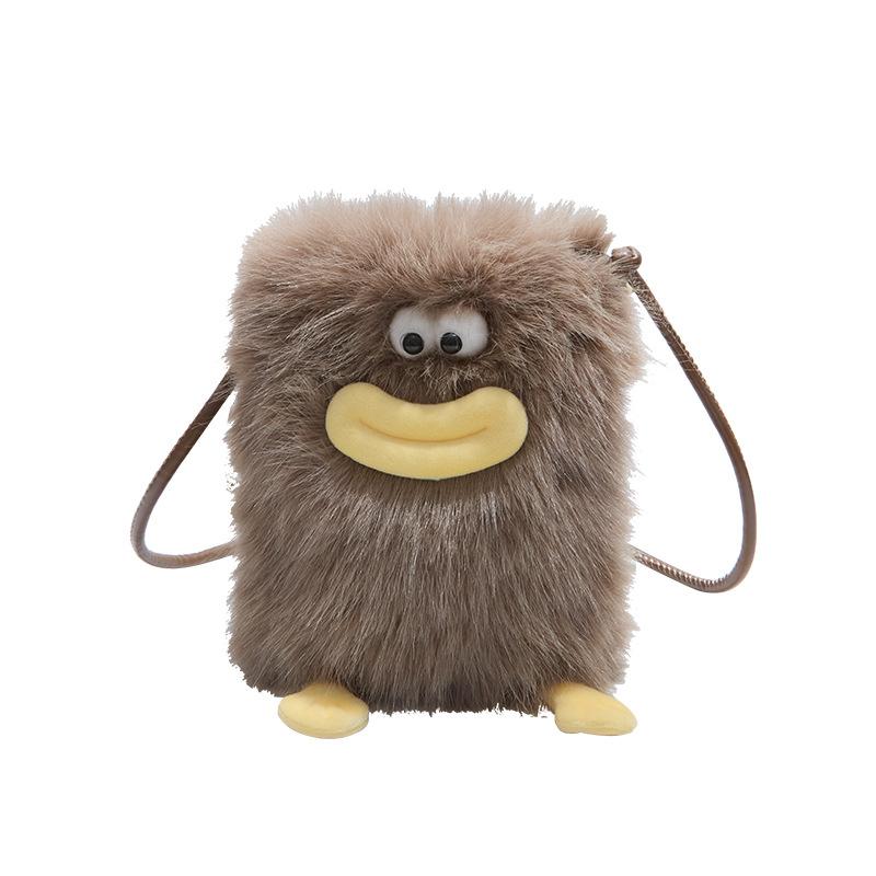 Plush bag women's autumn and winter 2025 new versatile casual shoulder messenger bag cartoon cute casual plush bag