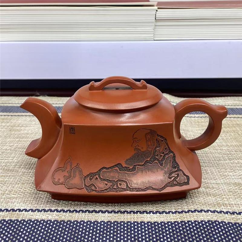 

300 мл подлинный исинский фиолетовый глиняный чайник ручной работы квадратный чайник Dharma Pot сырой руды драконья кровь песок глиняный чайник китайский чайный сервиз Zisha