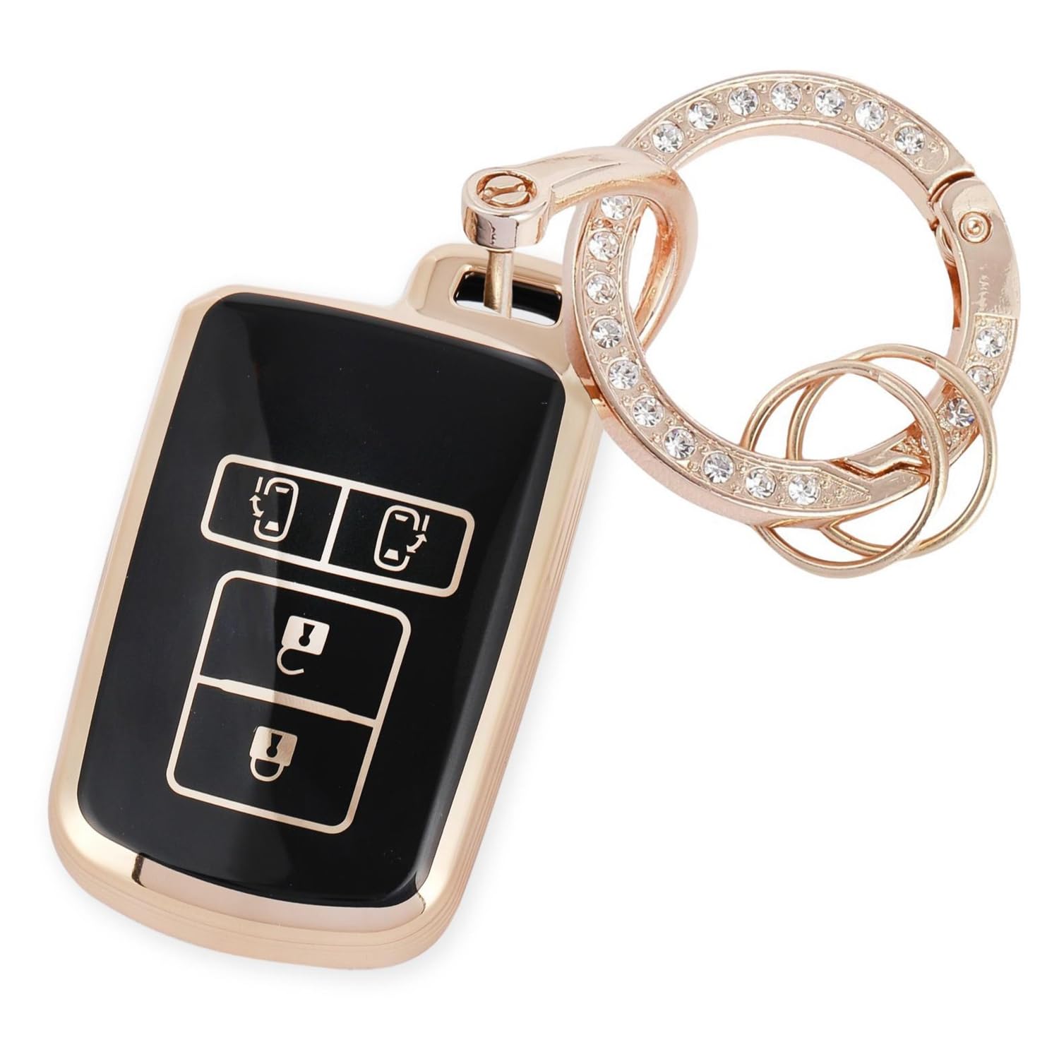 

Чехол для ключа Noah 80 Series Чехол для ключа Voxy 80 Series Совместим с Toyota Sienta Alphard Vellfire 30 Series Чехол для смарт-ключа Золотой [YANMW] (Блестящий, Черный)