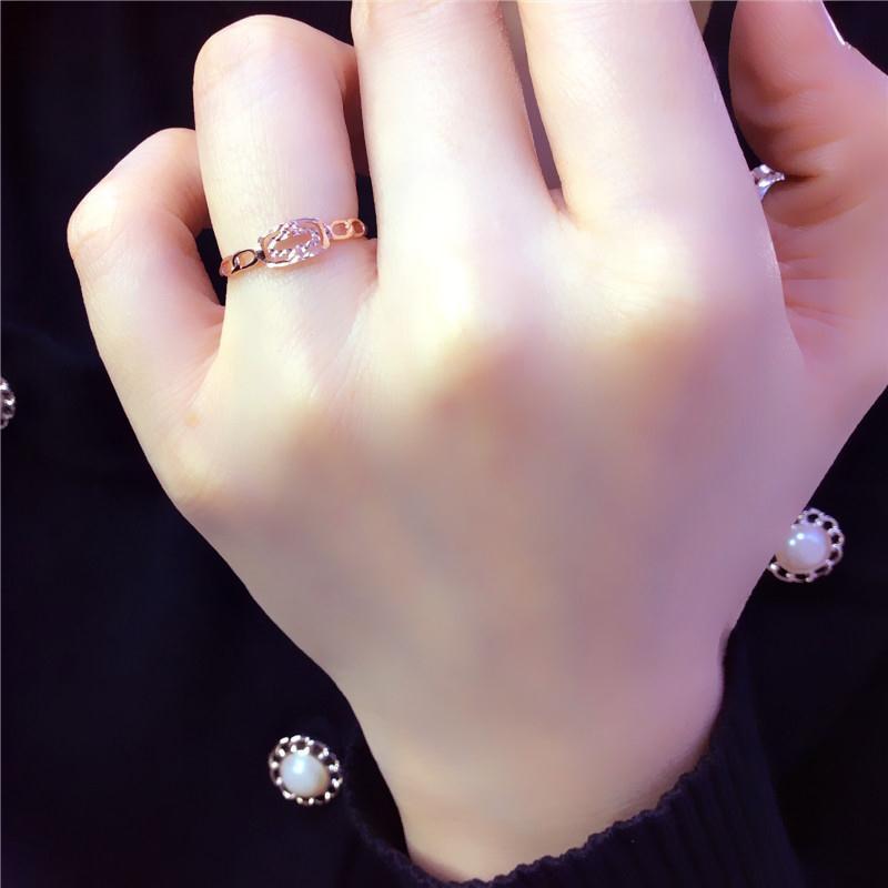 Purple Gold-Plated Rose Gold Chain, Simple And Exquisite Living Mouth Hollow And Shiny Opening Ring