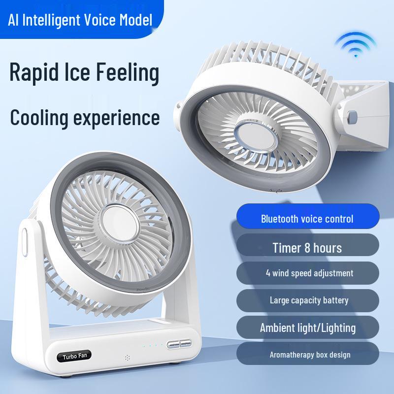 

2026 Smart USB Air Circulator Fan with Timer - Desktop and Wall-Mounted Rechargeable (2000mAh)