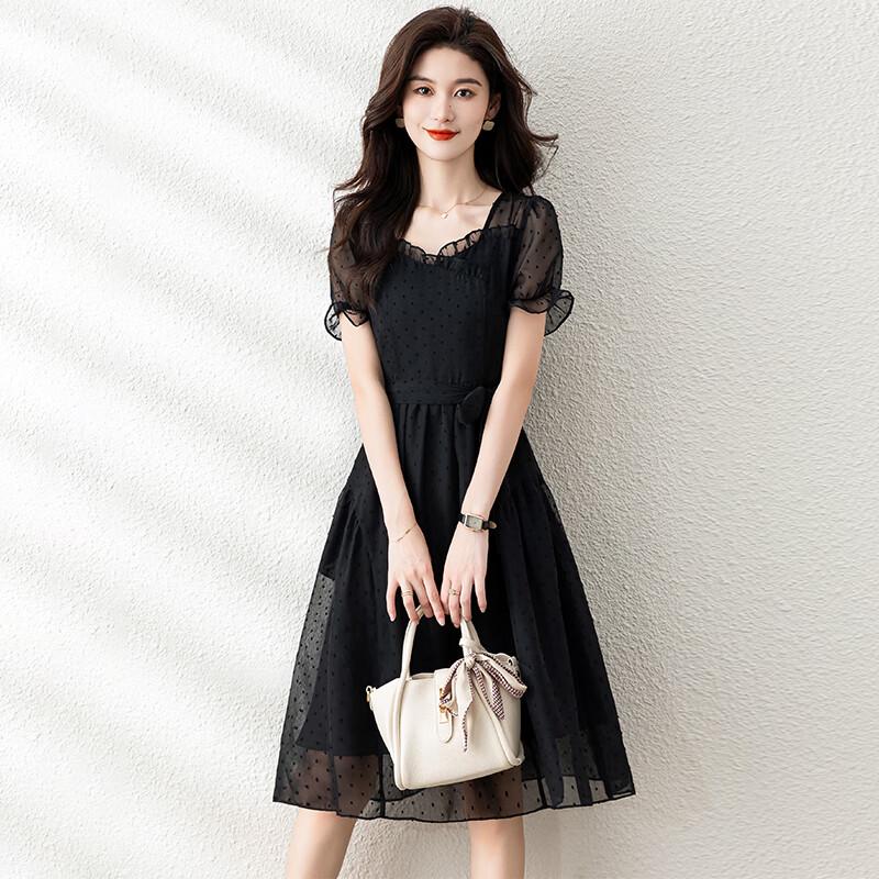 Kebier Women s Polka Dot Chiffon A-Line Dress M