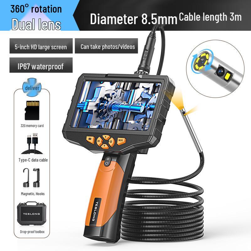 Adjustable Industrial Endoscope with 7.6mm Lens - 5m High-Definition Pipeline Inspection Tool