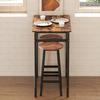 Bar Stools Set of 2 Breakfast Bar Stools with Footrest, Industrial Round, 32 x 32 x 65 cm, Rustic Brown