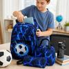 Jongens Voetbal Rugzak Set 3-Delig met Meerdere Vakken, Lunchtas en Etui