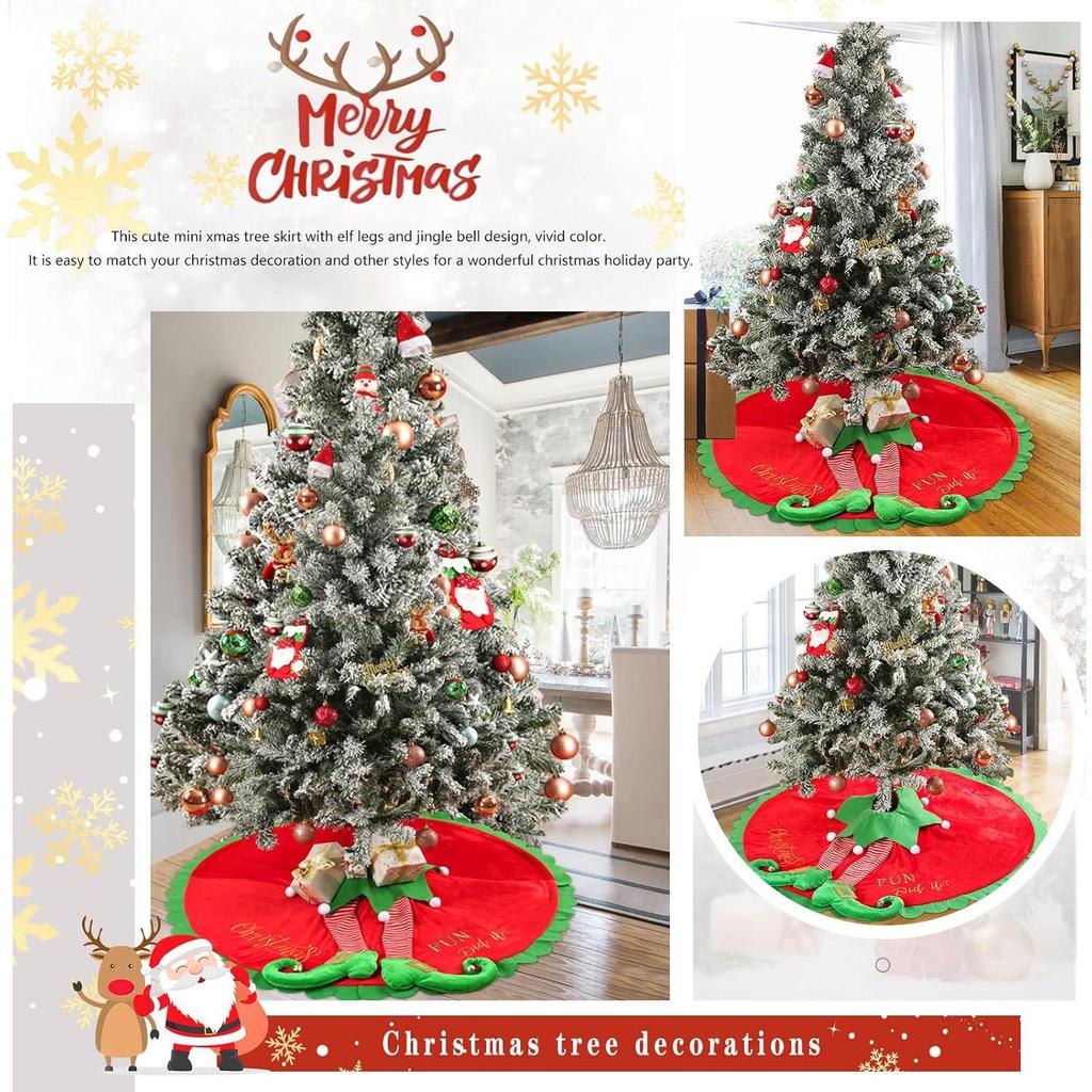 New Christmas Tree Skirt with Red Elf Legs Decoration