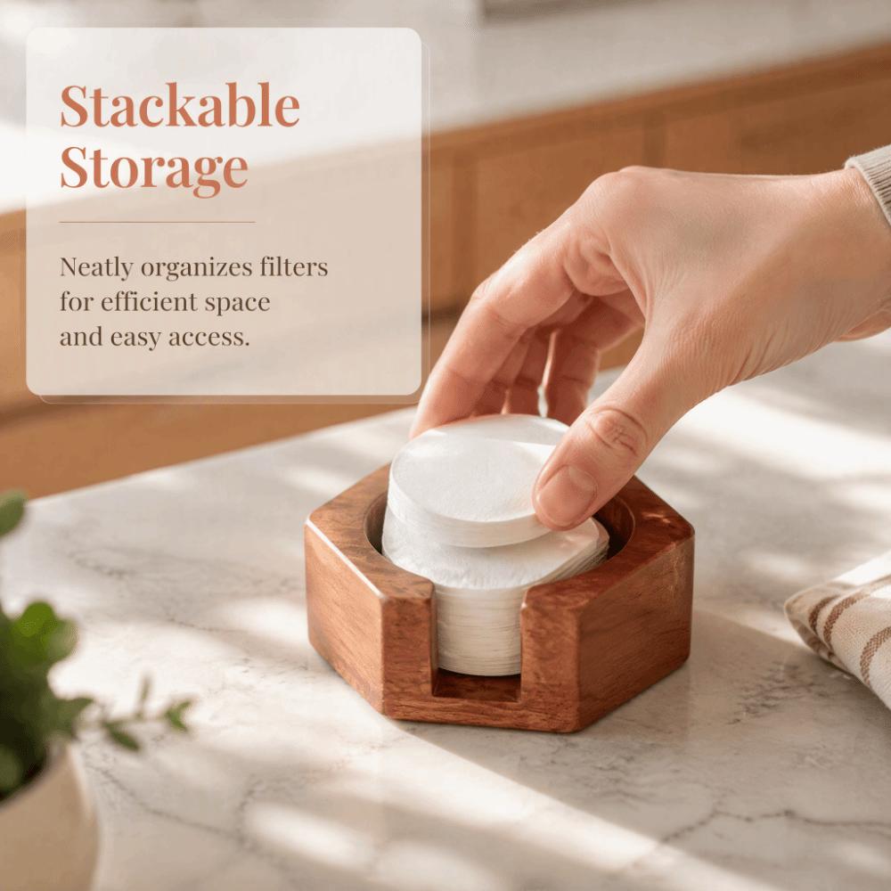 Polished Surface Coffee Filter Container Round Shape Coffee Filter Paper Storage Kitchen Storage