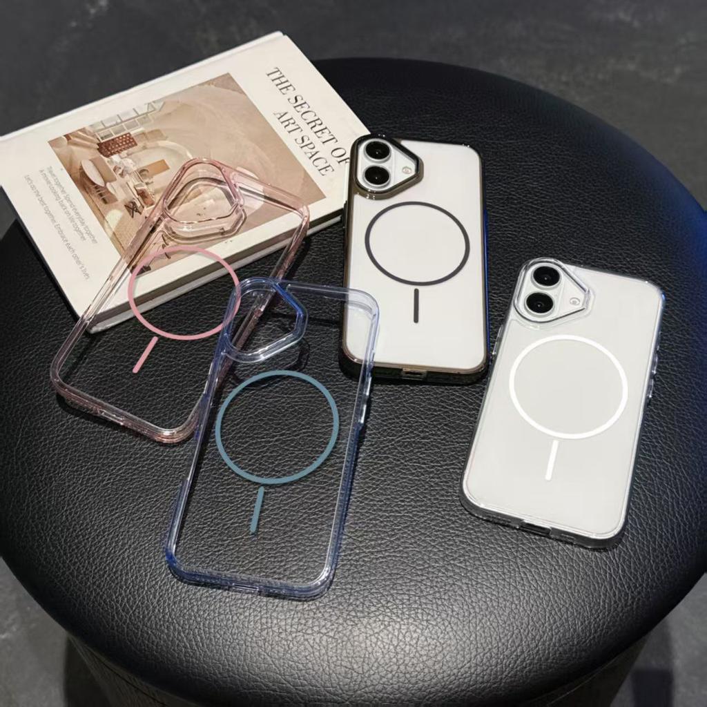 Suitable for iPhone16promax mobile phone case Magnetic suction thin ring Transparent anti-drop Apple 17 anti-yellow PC protective case